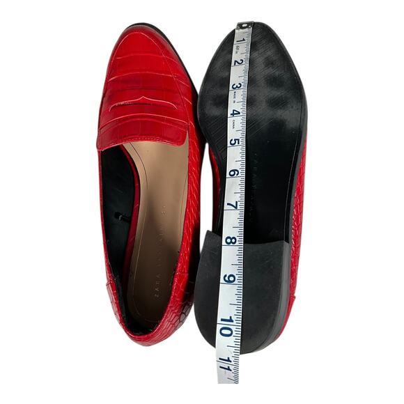 Zara Trafaluc Red Croc-Embossed Loafers Women’s Size 39 (8.5 US) - Picture 13 of 13